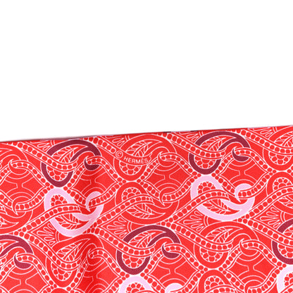 Hermes Silk Cachemire Et Rayure Maxi Twilly Cut Rouge Rose Bordeaux 3 of 4