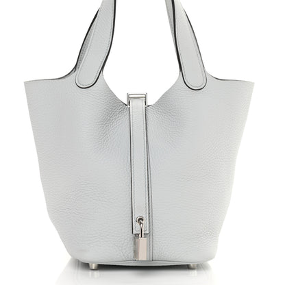 Hermes Taurillon Clemence Picotin Lock 18 PM Bleu Pale 8 of 11