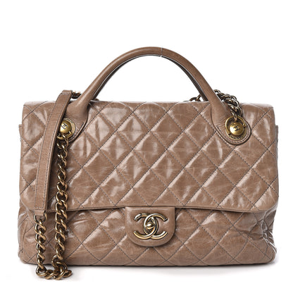 Chanel Glazed Calfskin Castle Rock Medium Flap Dark Beige 1 of 11