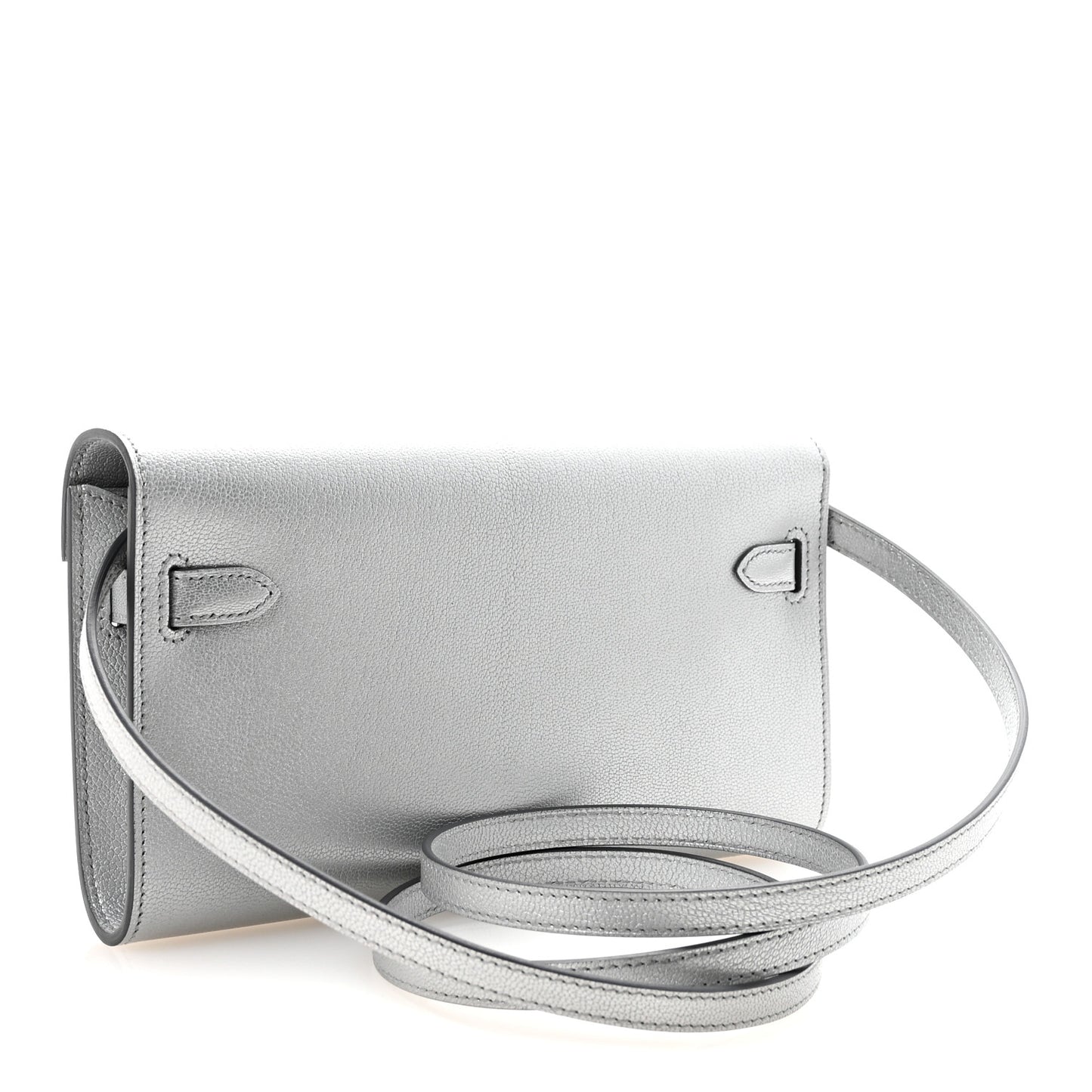 Metallic Chevre Chamkilight Kelly Wallet To Go Argent