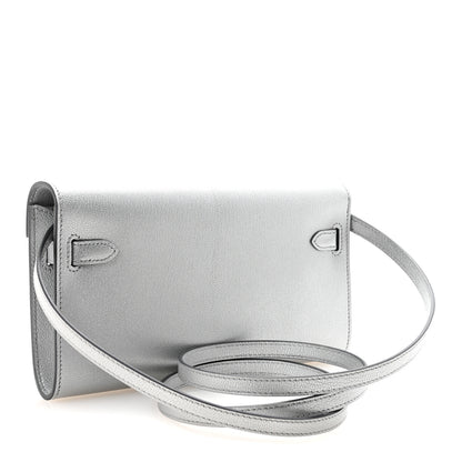 Hermes Metallic Chevre Chamkilight Kelly Wallet To Go Argent 3 of 10