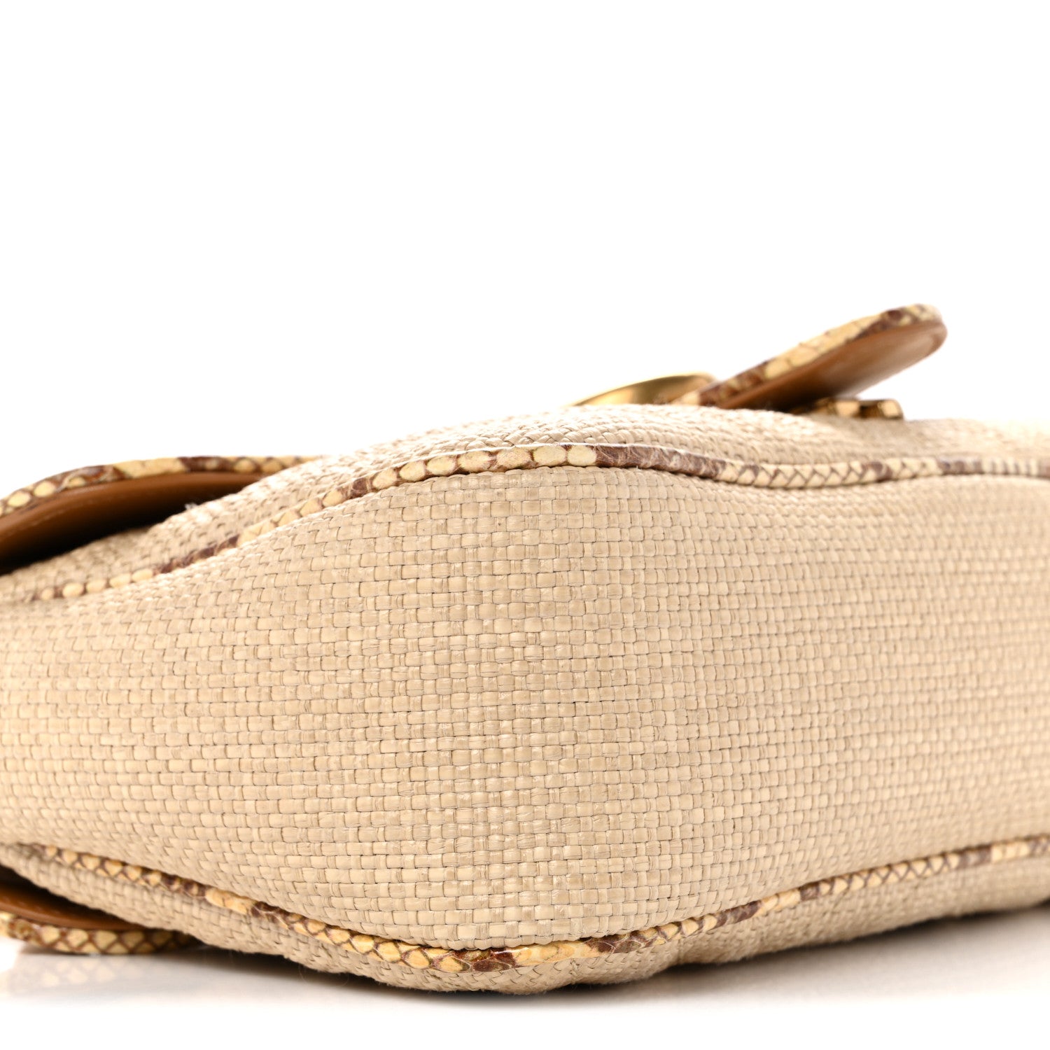 Gucci Raffia Elaphe Matelasse Small GG Marmont Shoulder Bag Natural Cream Brown 9 of 14