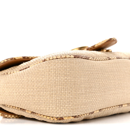 Gucci Raffia Elaphe Matelasse Small GG Marmont Shoulder Bag Natural Cream Brown 9 of 14