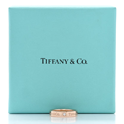 Tiffany 18K Rose Gold Diamond 4mm Logo Band Ring 53 6.25 5 of 5