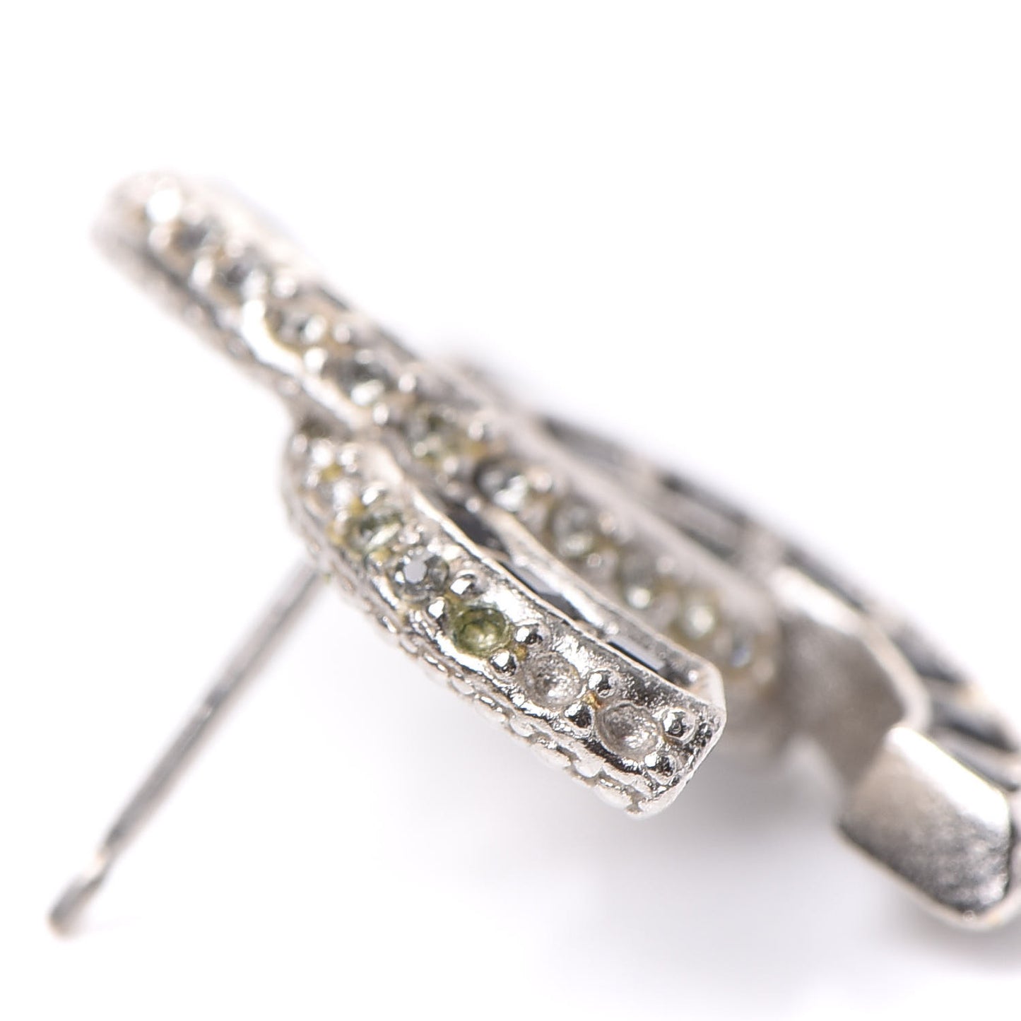 Baguette Crystal CC Earrings Silver Black
