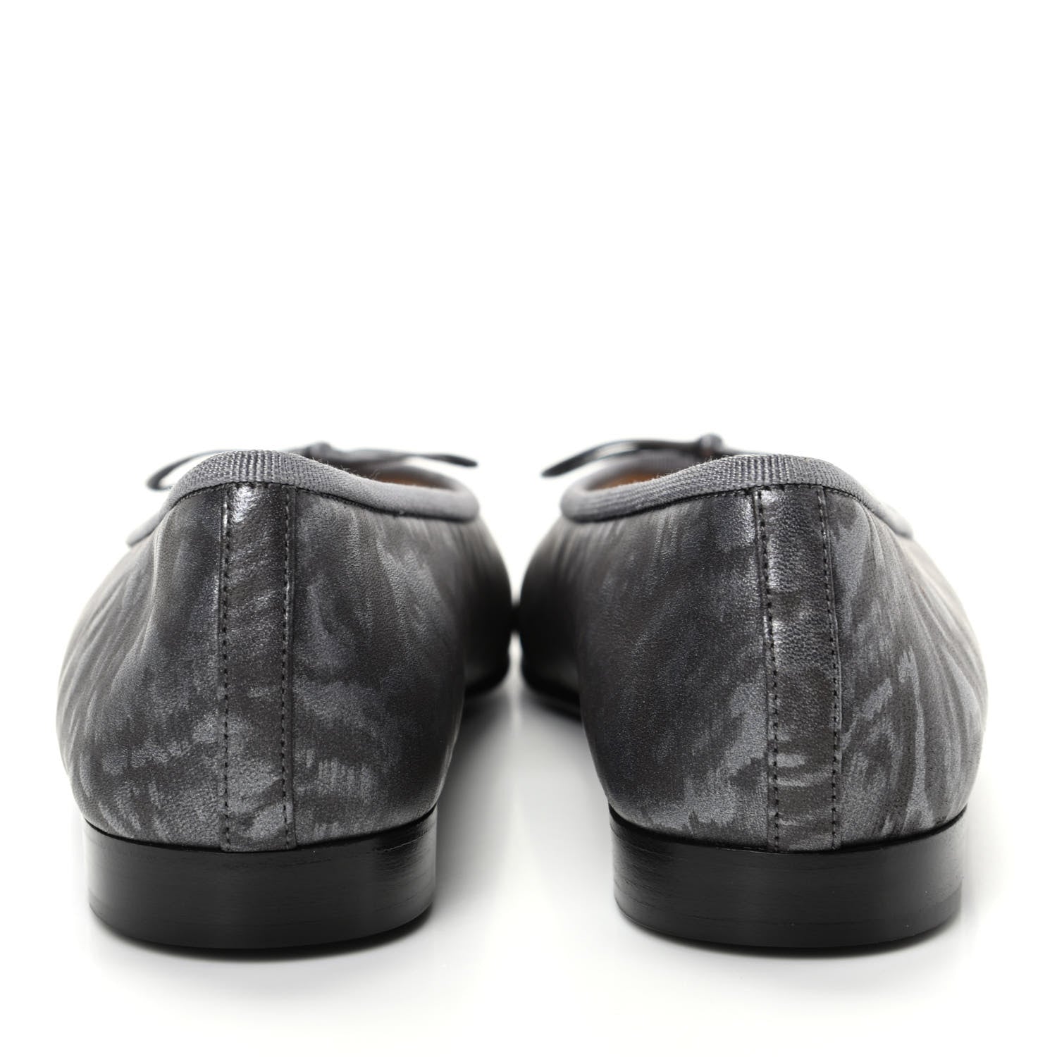 Chanel Metallic Lambskin Camellia CC Cap Toe Ballerina Flats 36.5 Dark Grey 5 of 11