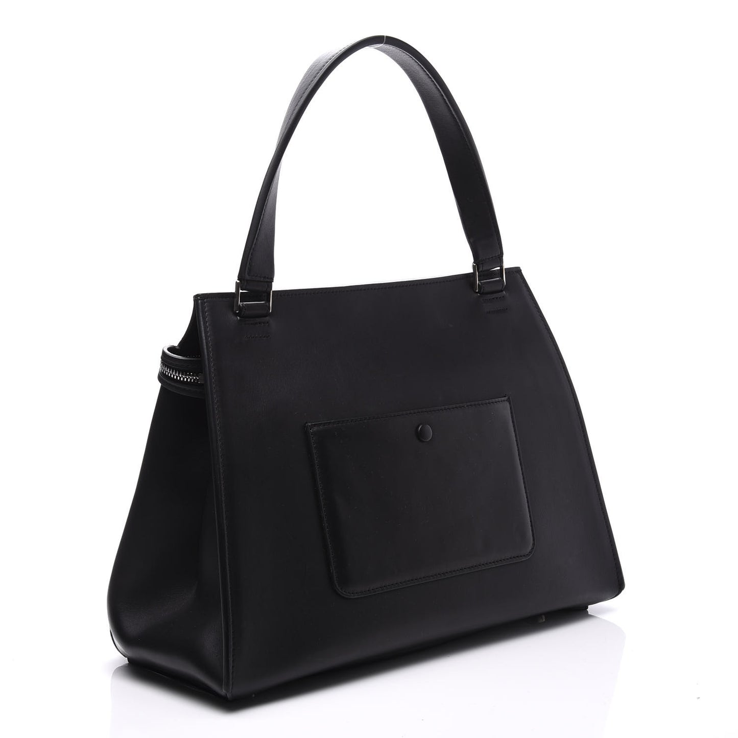 Smooth Calfskin Large Bi-Color Edge Shoulder Bag Ivory