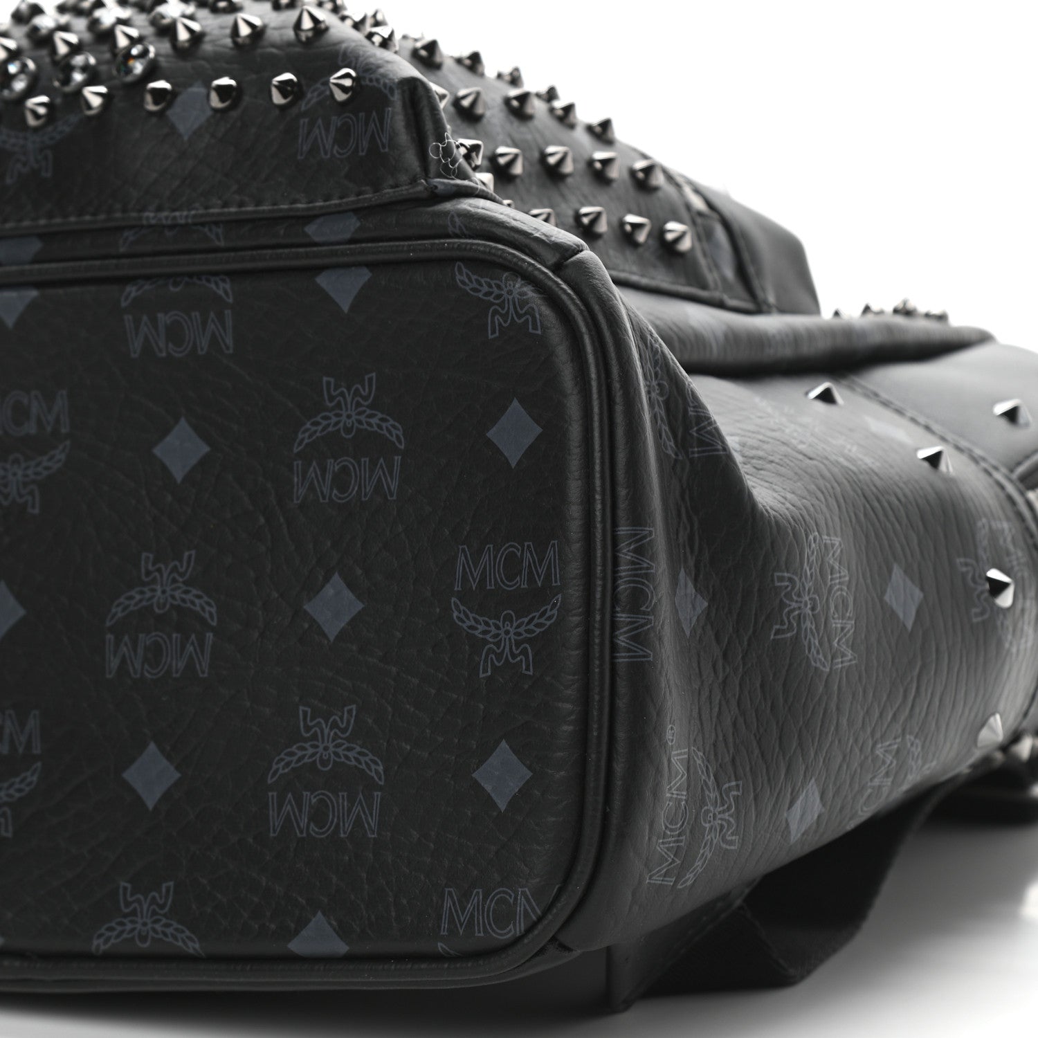 MCM Visetos Swarovski Studded Small Diamond Backpack Black 10 of 10