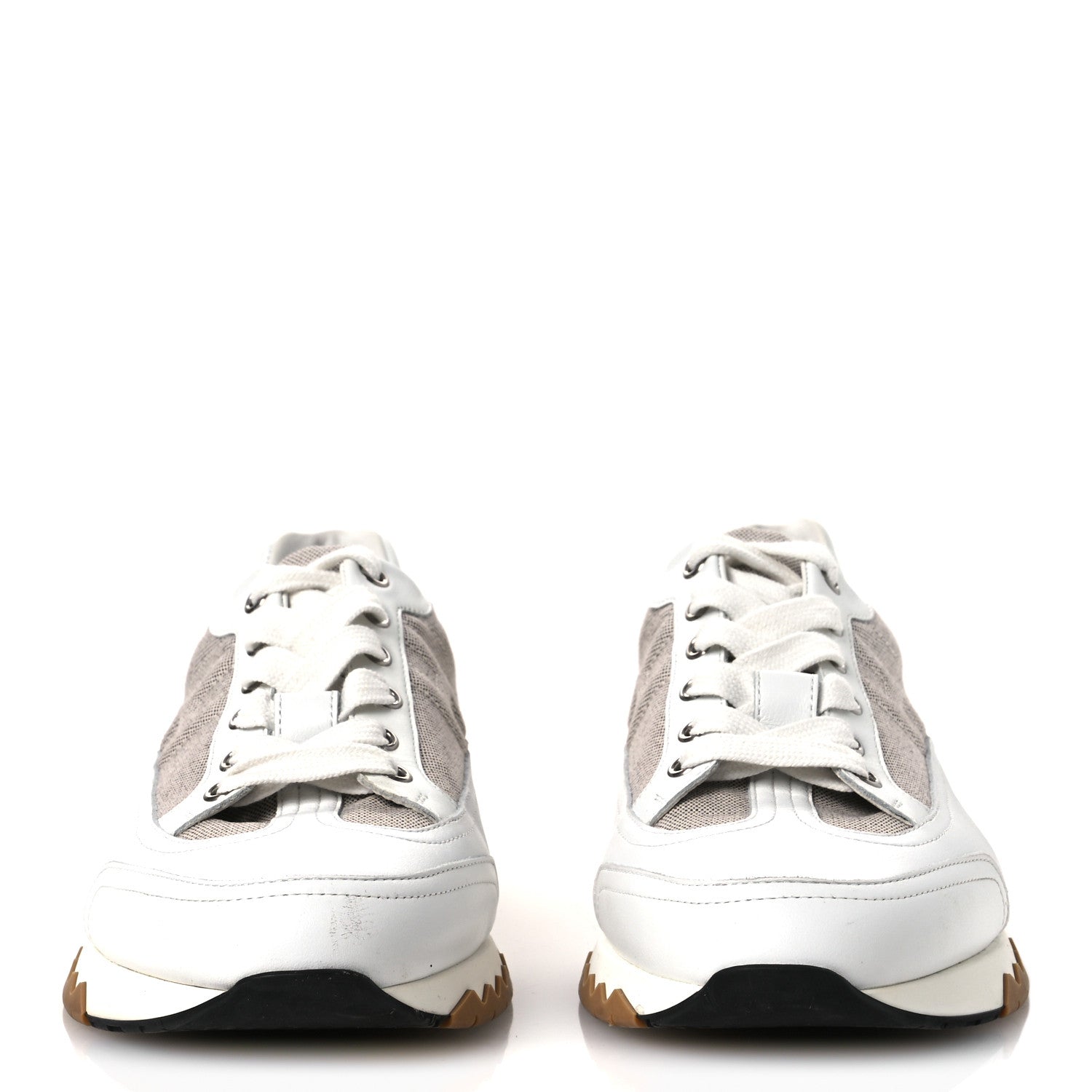 Hermes Canvas Calfskin Mens Trail Sneakers 41.5 Prunoir White 3 of 12