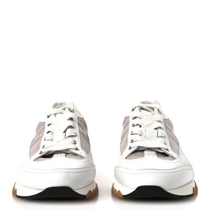 Hermes Canvas Calfskin Mens Trail Sneakers 41.5 Prunoir White 3 of 12