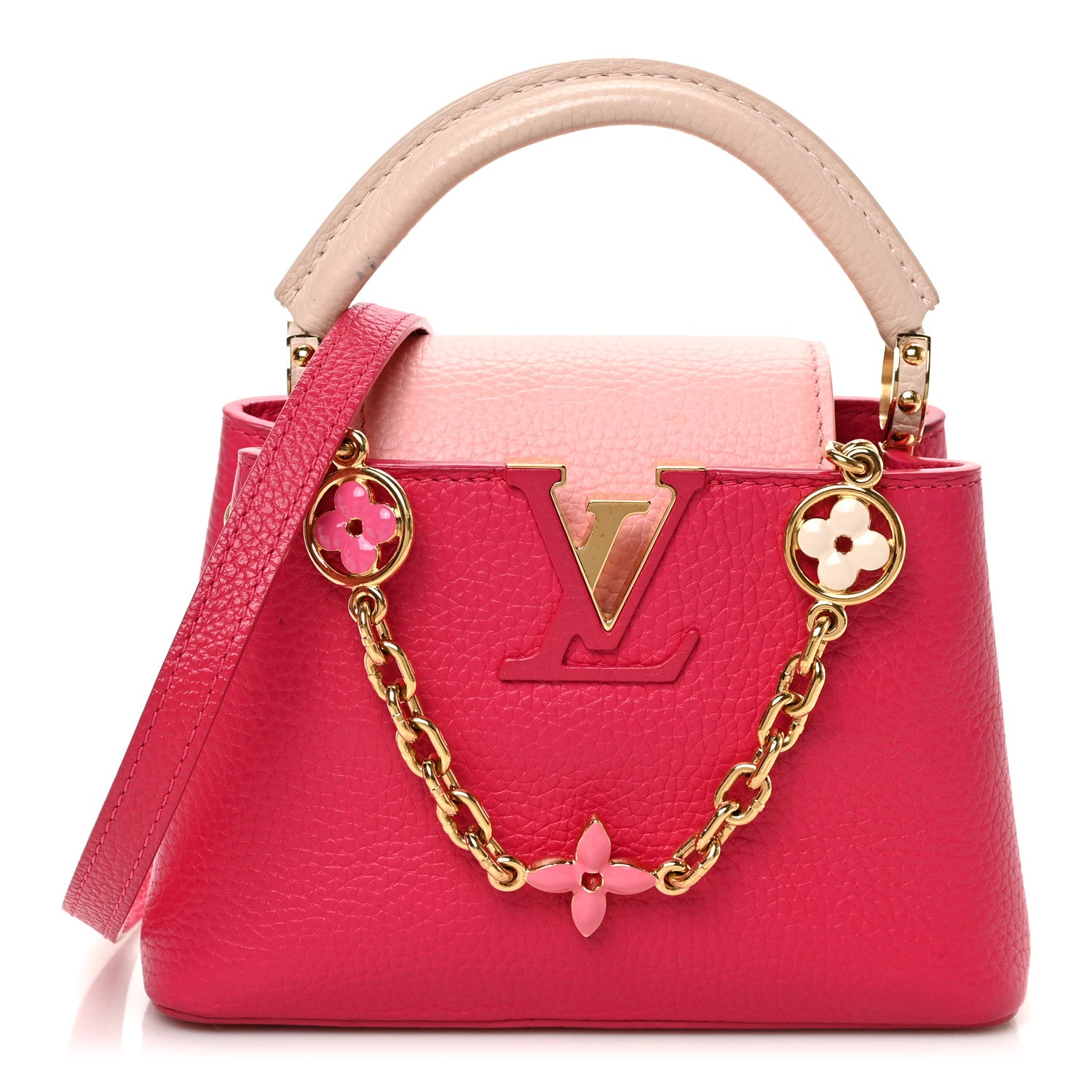 Louis Vuitton Taurillon Flower Chain Capucines Mini Rose Pondicherry 1 of 7