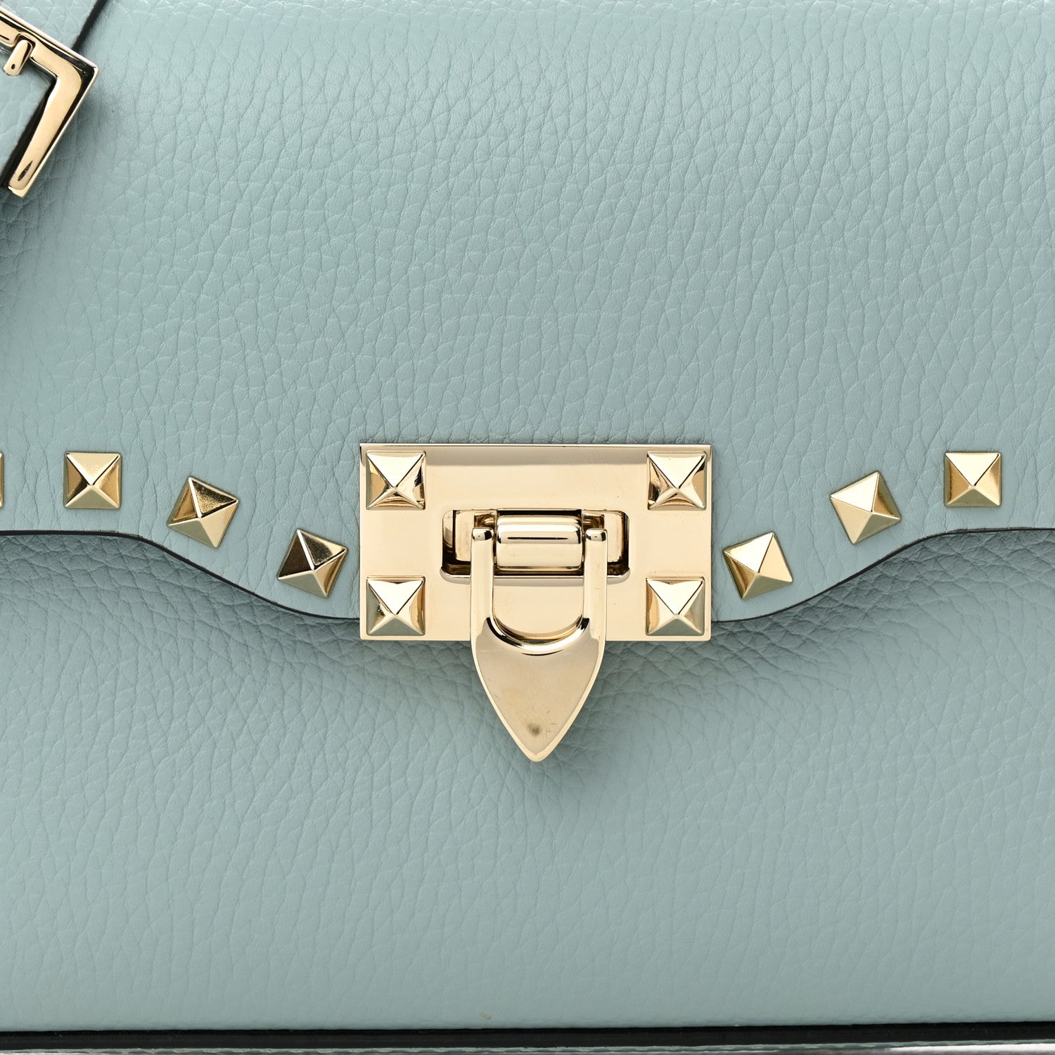 Valentino Garavani Pebbled Calfskin Medium Rockstud Flip Lock Crossbody Bag Celadon 7 of 9