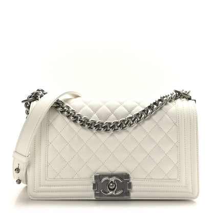 Chanel Caviar Quilted Medium Boy Flap White 1 of 10