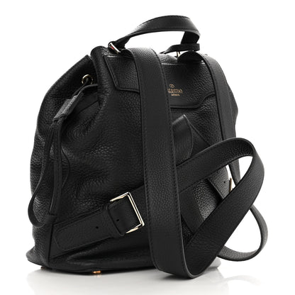 Valentino Garavani Pebbled Calfskin Rockstud Drawstring Backpack Black 3 of 10