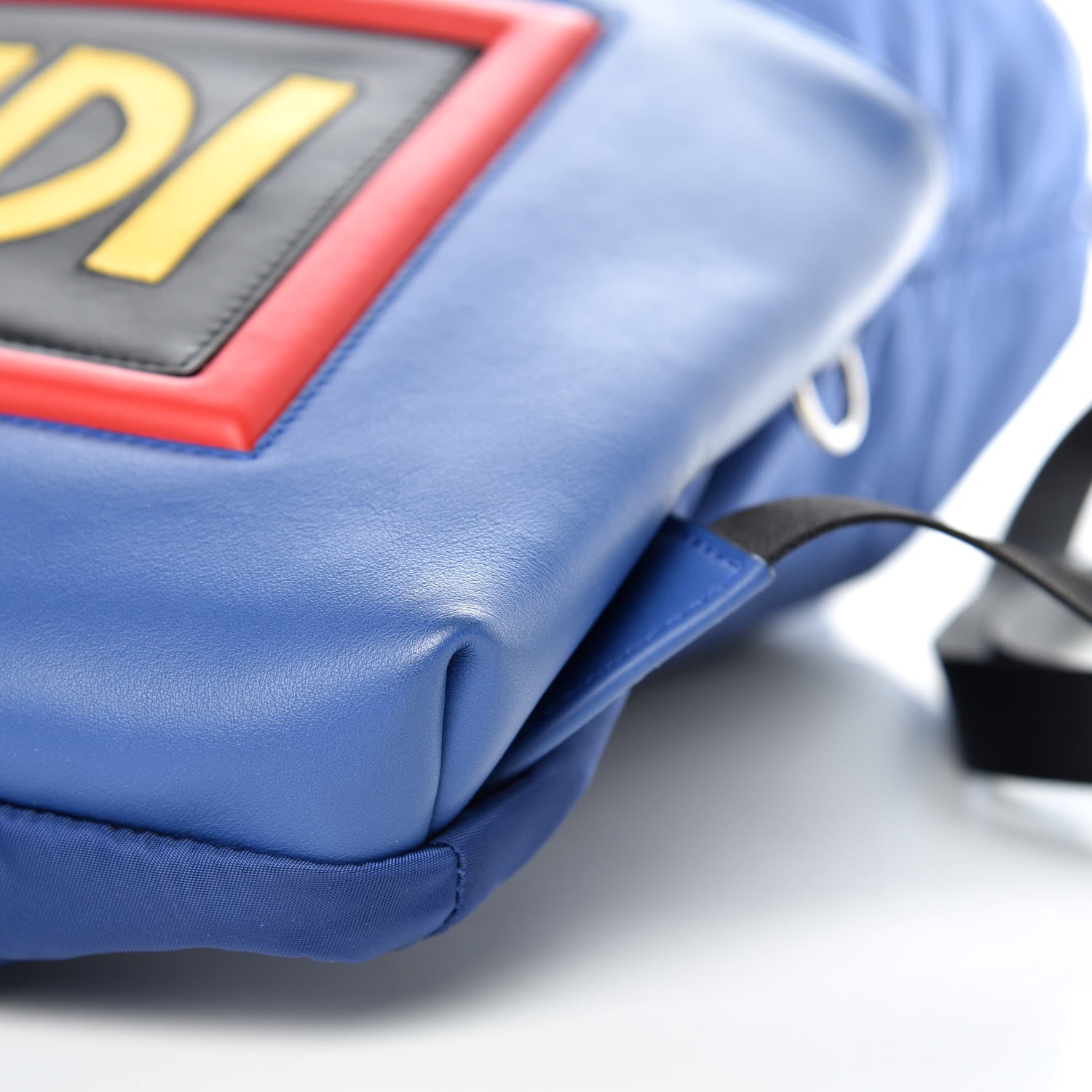 Fendi Nylon Vitello Century Vocabulary Drawstring Backpack Blue Cobalto Blue Neon Sunflower 7 of 10