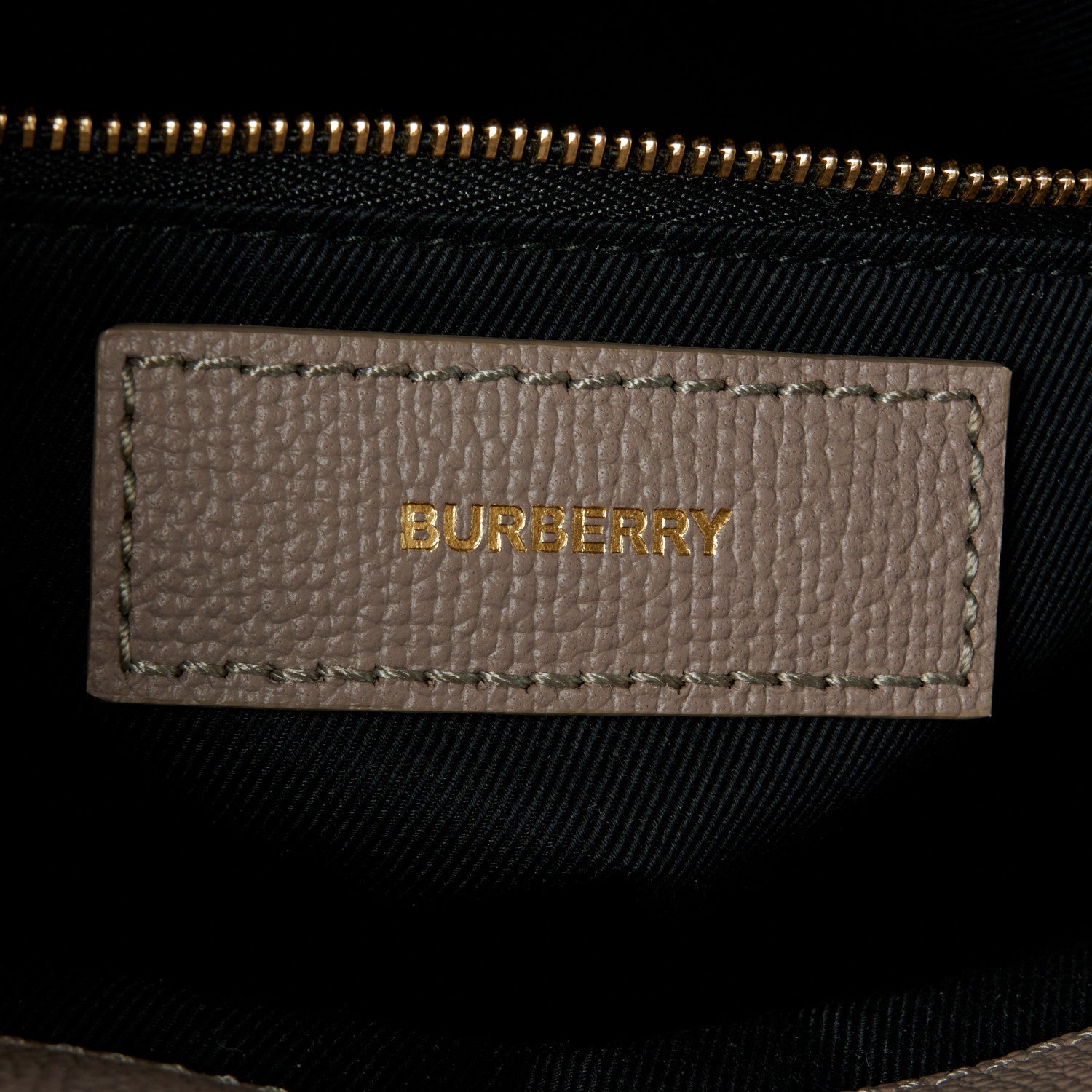 Burberry Grainy Calfskin House Check Small Banner Tote Taupe Brown 6 of 11