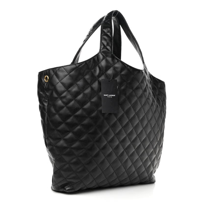 Saint Laurent Lambskin Quilted Maxi Icare Shopping Tote Black 4 of 12