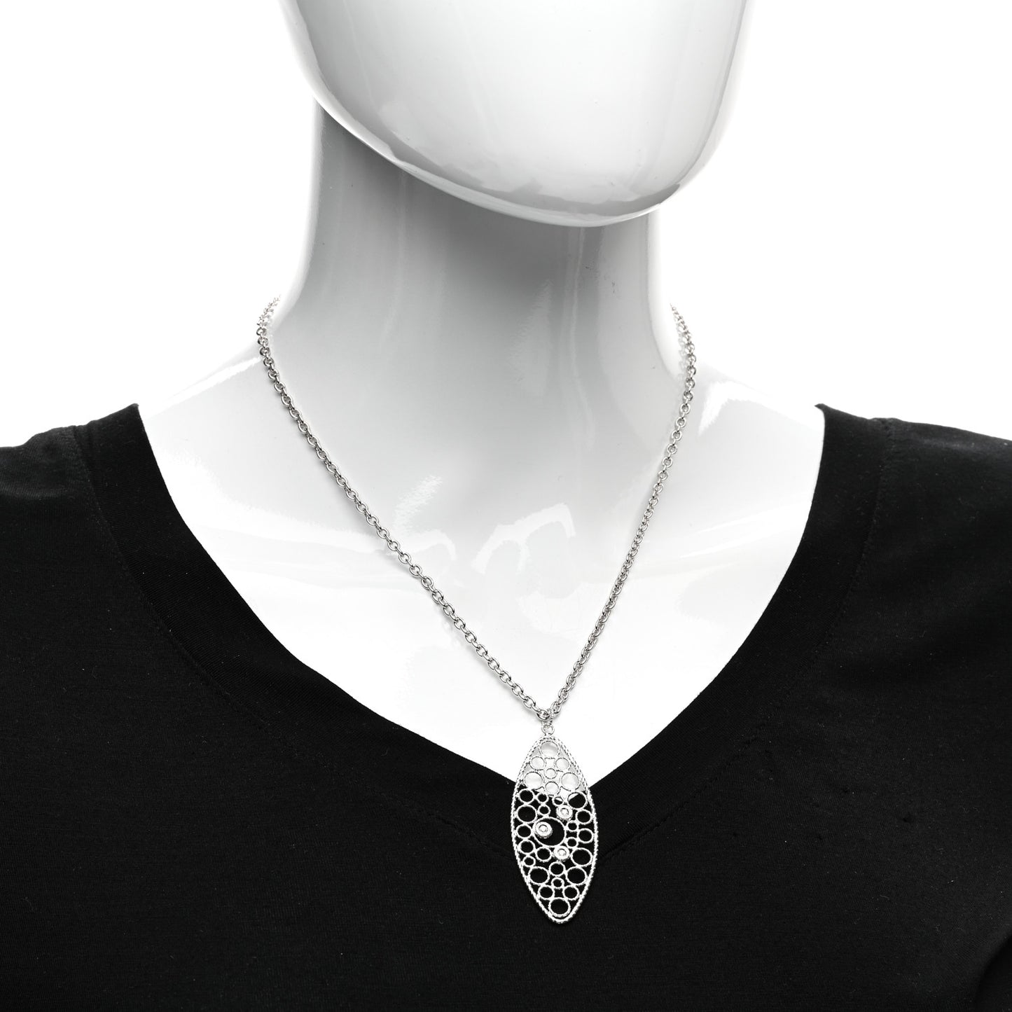 18K White Gold Diamond Bollicine Pendant Necklace