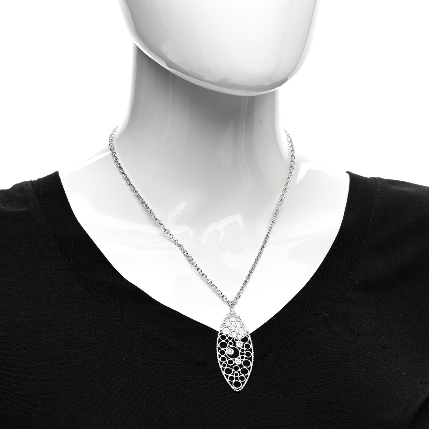 Roberto Coin 18K White Gold Diamond Bollicine Pendant Necklace 2 of 4