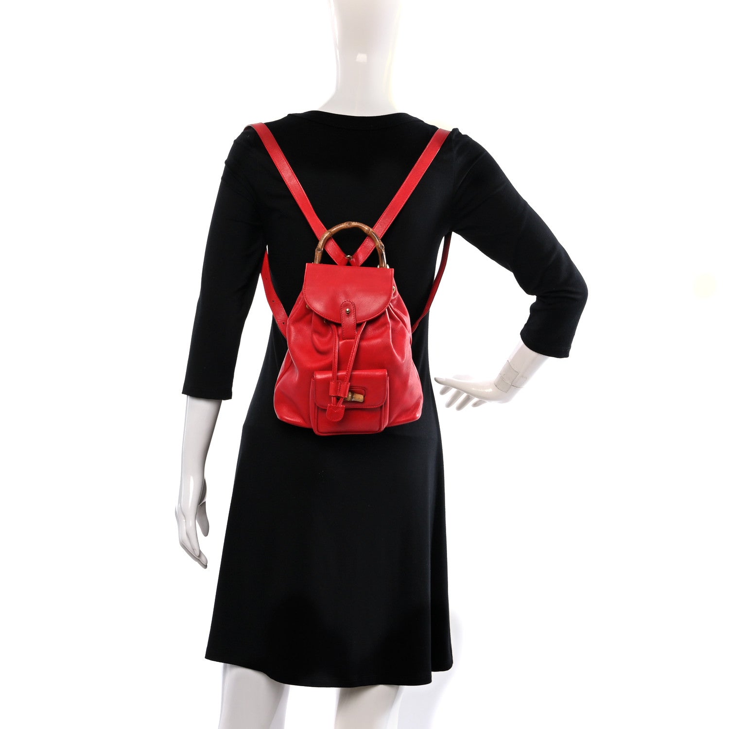 Gucci Calfskin Bamboo Mini Backpack Red 2 of 11