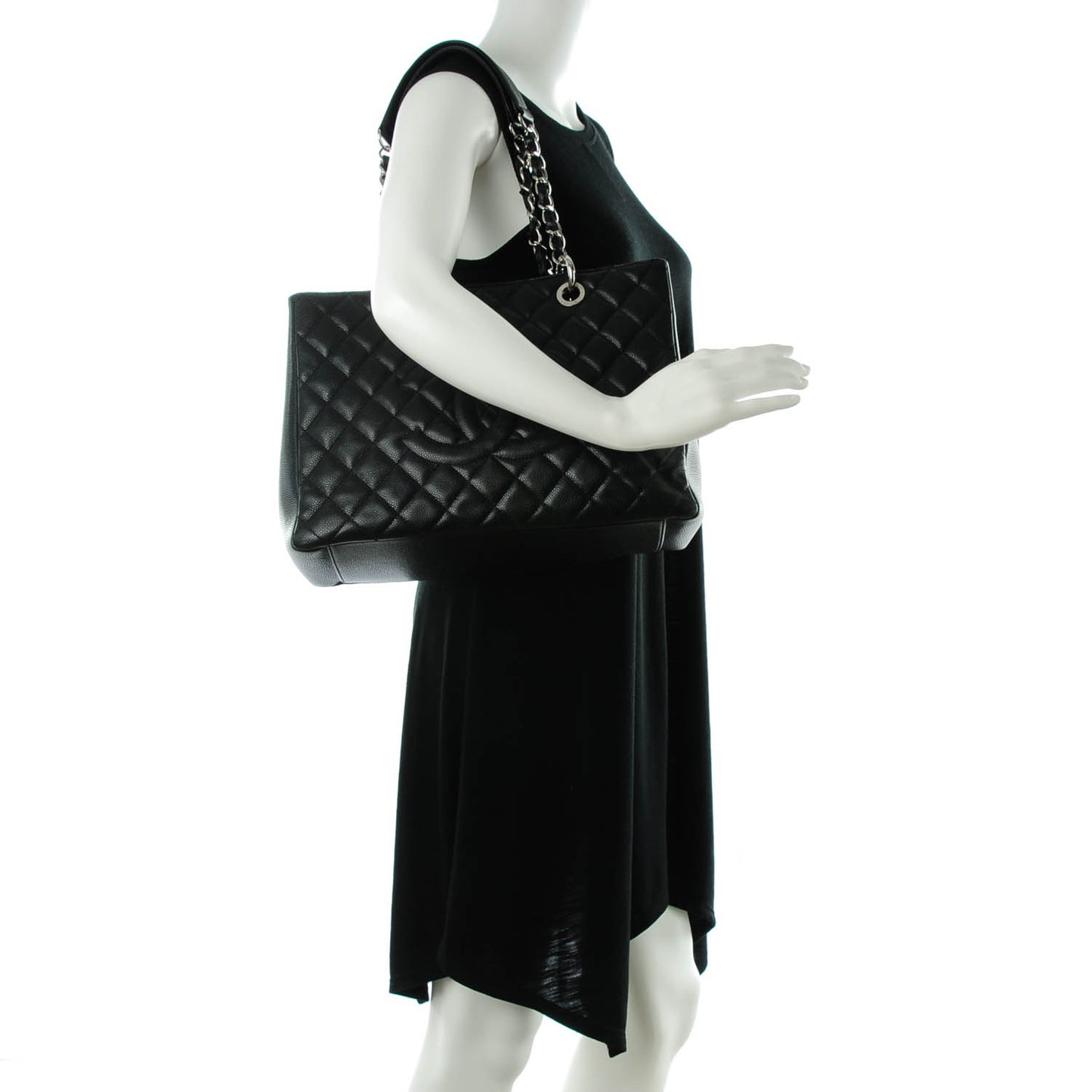 Caviar Quilted Grand Shopping Tote GST Black