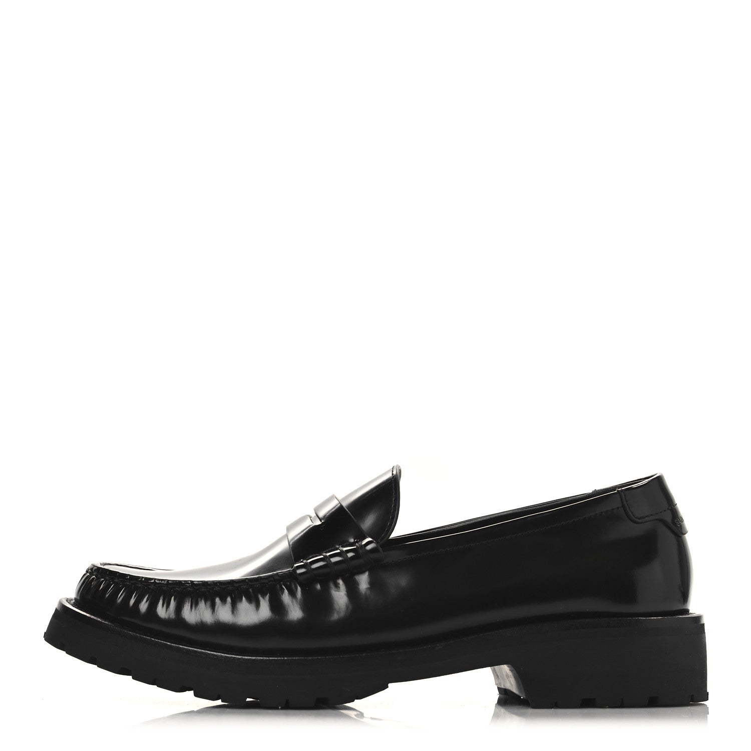 Saint Laurent Glazed Calfskin Le Loafer 15 Penny Slippers 38.5 Black 1 of 10