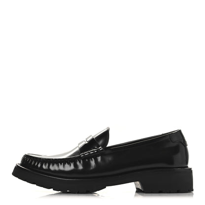 Saint Laurent Glazed Calfskin Le Loafer 15 Penny Slippers 38.5 Black 1 of 10