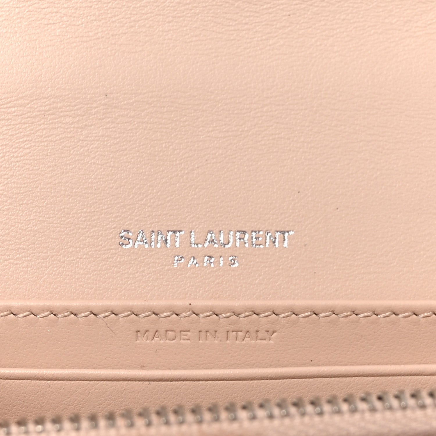 Saint Laurent Calfskin Crocodile Embossed Monogram Sunset Chain Wallet Marble Pink 6 of 9