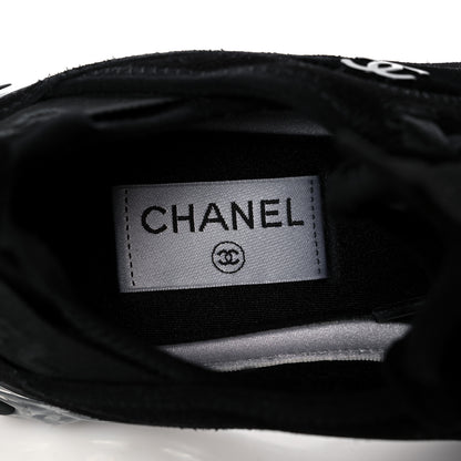 Chanel Suede Calfskin Velvet Grosgrain CC Sneakers 37 Black 7 of 7