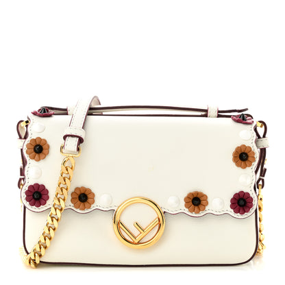 Fendi Vitello Dolce Nappa Flowerland Studded F is Fendi FF Micro Double Baguette White Multicolor 1 of 10