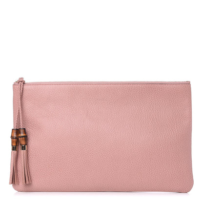 Gucci Calfskin Large Bamboo Clutch Pink 1 of 8