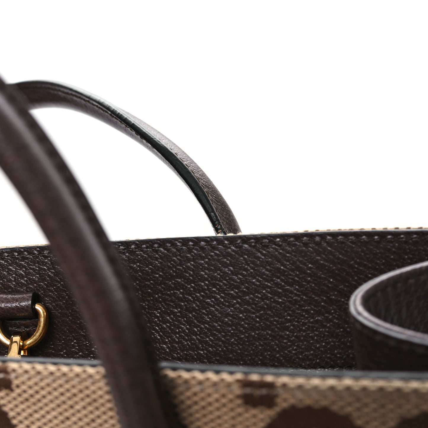 Monogram Jumbo GG Textured Dollar Calfskin Web Tote Bag Camel Ebony New Acero