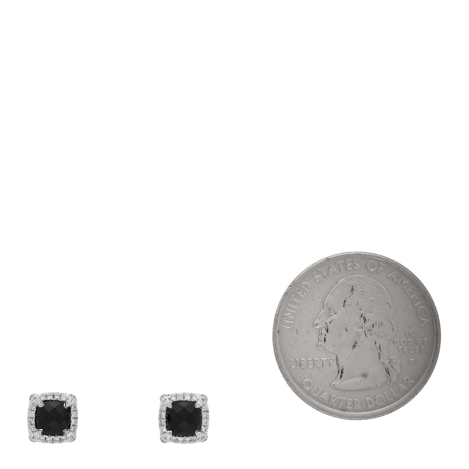David Yurman Sterling Silver Diamond Black Onyx Petite 5mm Chatelaine Bezel Earrings 2 of 4