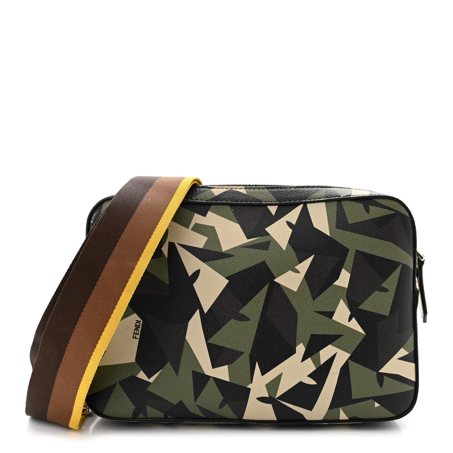 Textured Calfskin Bugs Camouflage Medium Camera Case Multicolor Military