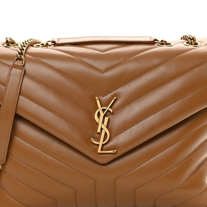 Saint Laurent Calfskin Y Quilted Monogram Medium Loulou Chain Satchel Dark Natural 8 of 10