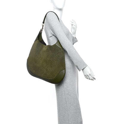 Gucci GG Suede B Large Shoulder Bag Green 2 of 10