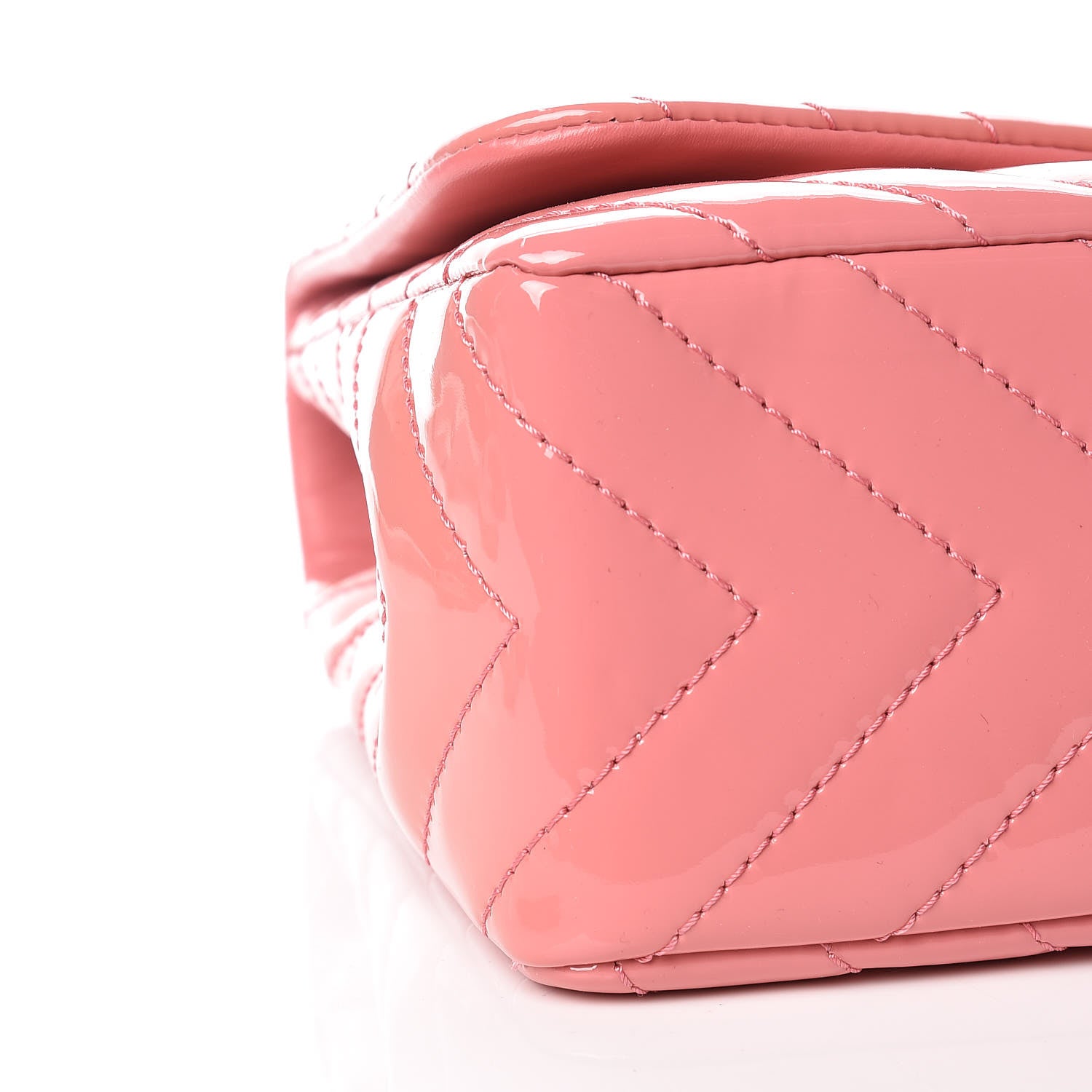 Chanel Patent Chevron Quilted Jumbo Single Flap Pink 9 of 11