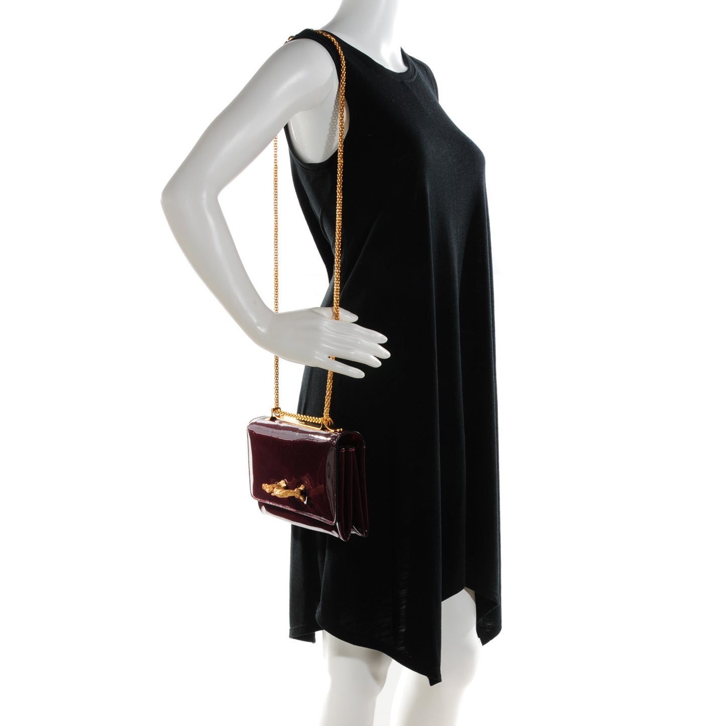 Patent Calfskin Animalia Va Va Voom Shoulder Bag Rubin
