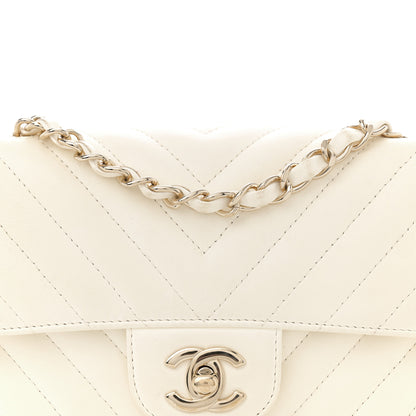 Chanel Lambskin Chevron Quilted Mini Rectangular Flap White 8 of 15