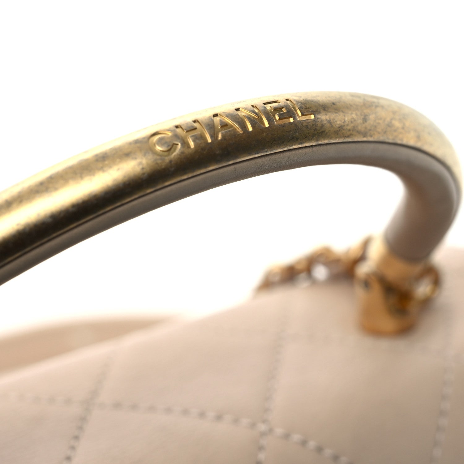 Chanel Calfskin Quilted Metal Small Top Handle Envelope Flap Beige 14 of 16