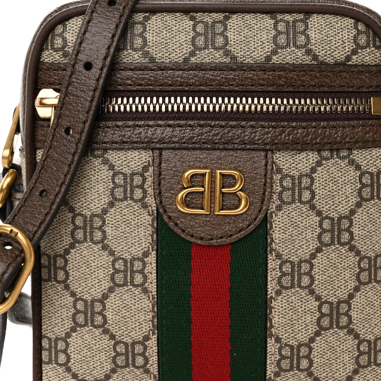 Gucci X BALENCIAGA BB Supreme Monogram Web Mini Ophidia Messenger Beige New Acero 8 of 10