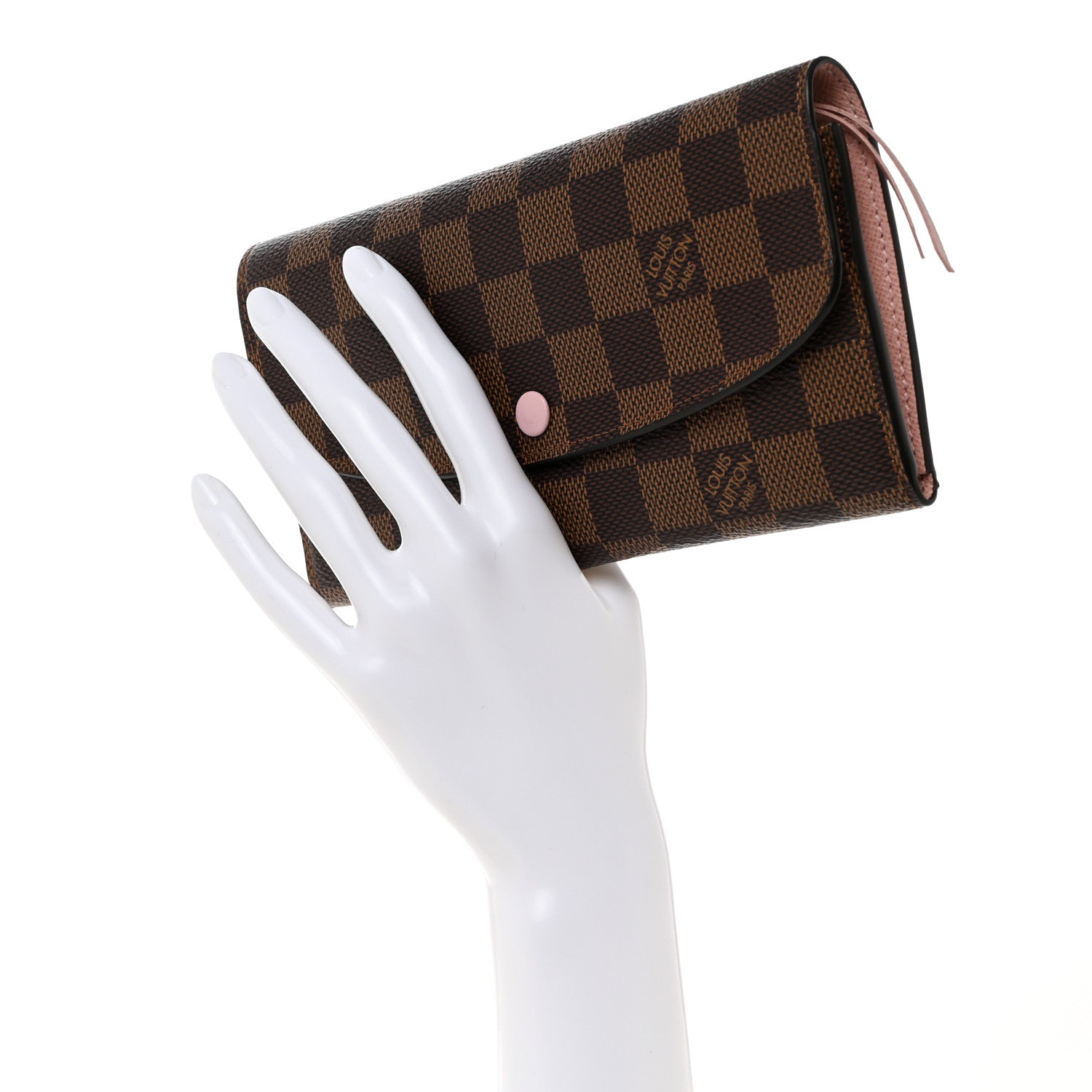 Louis Vuitton Damier Ebene Emilie Wallet Rose Ballerine 2 of 7
