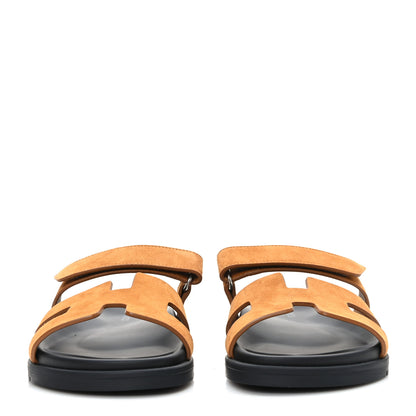 Hermes Suede Goatskin Womens Chypre Sandals 37 Naturel 2 of 9