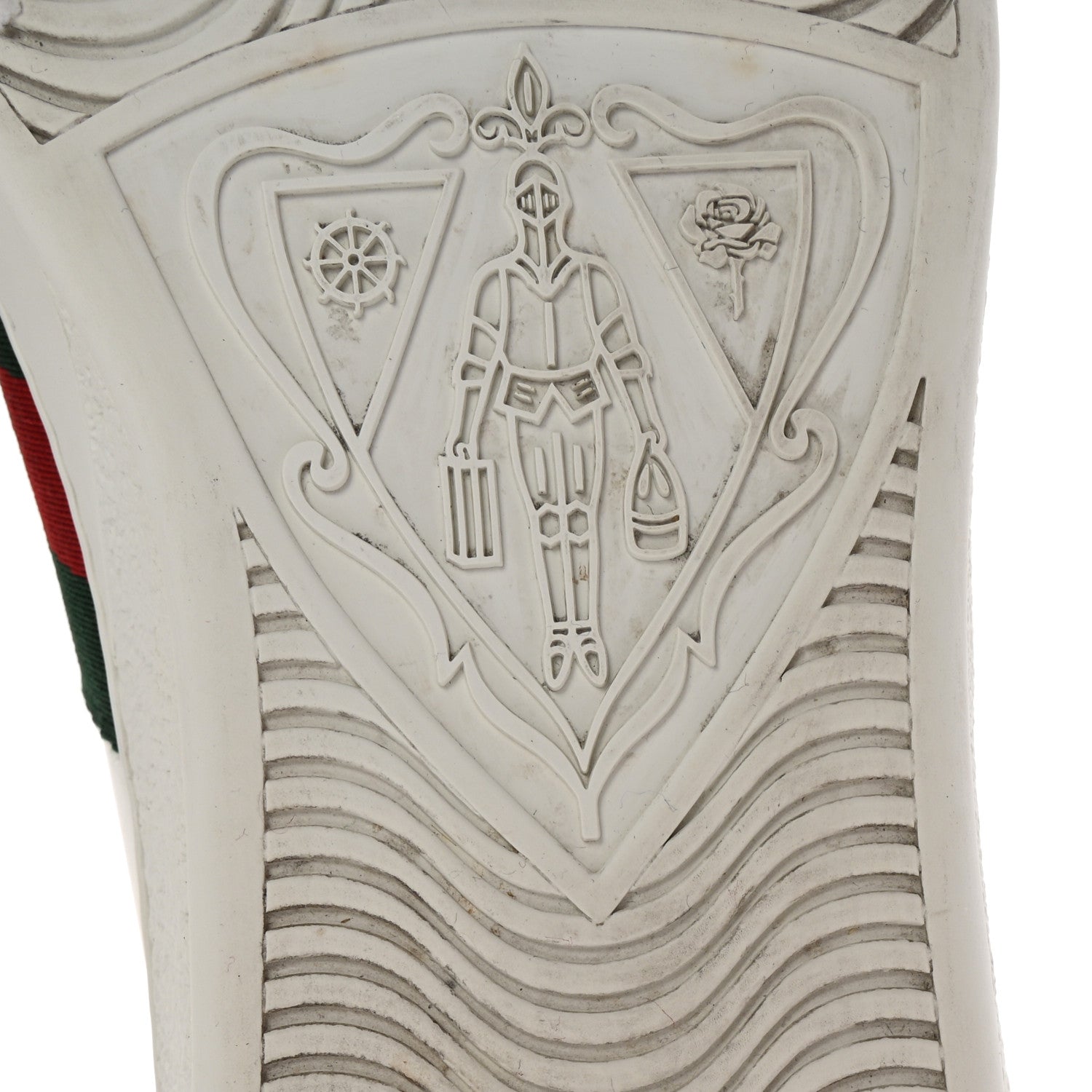 Gucci Calfskin Web GG Apple Embroidered Ace Sneakers 9.5 White 7 of 10