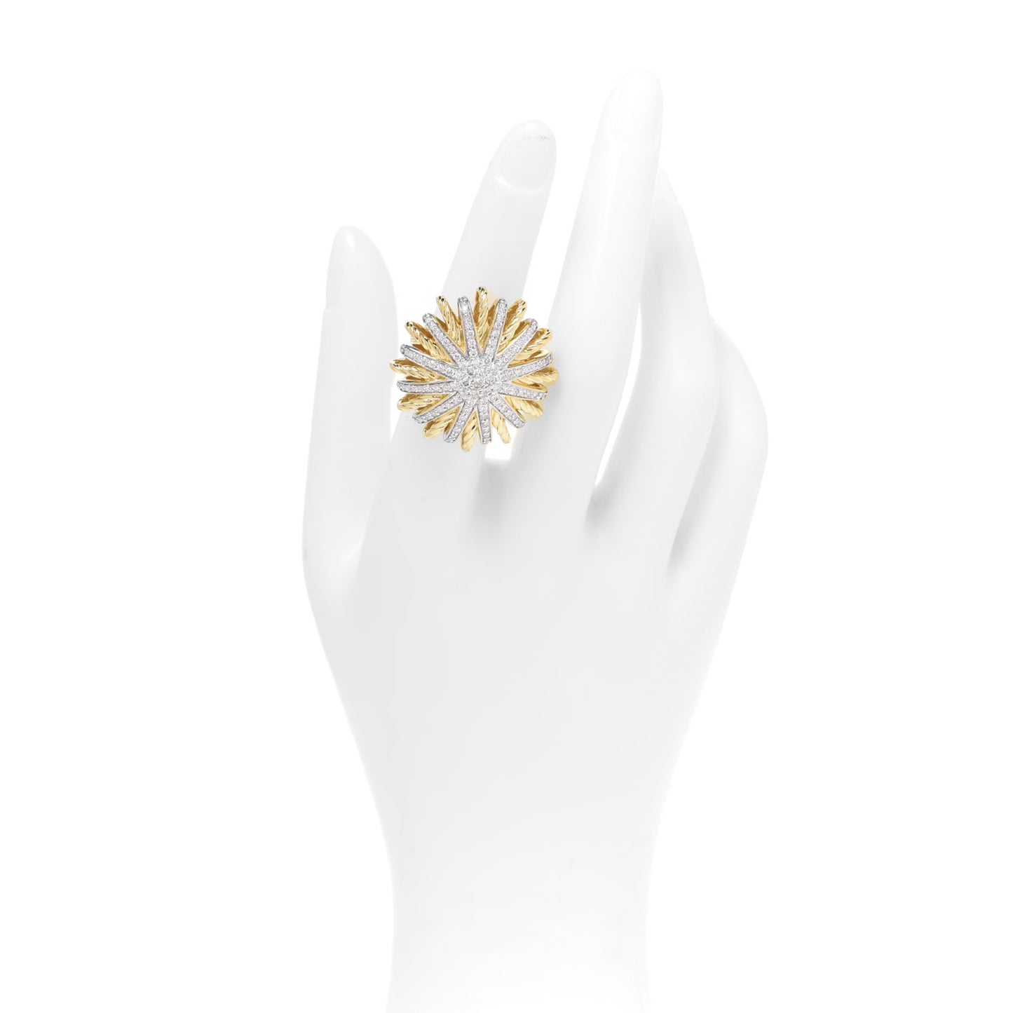 18K Yellow White Gold Diamond 30mm Starburst Ring 50 5.5