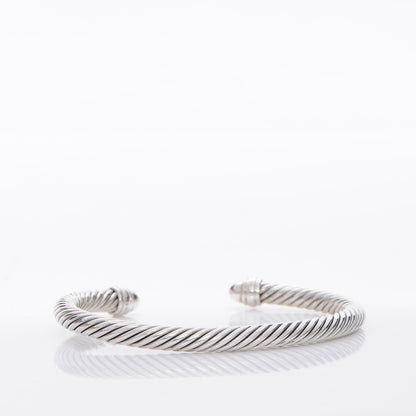 David Yurman Sterling Silver Pave Diamond 5mm Cable Classics Bracelet 3 of 5