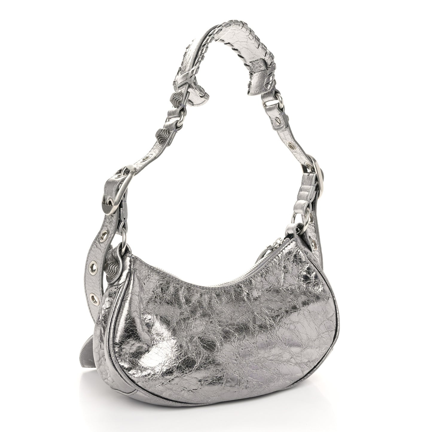 Metallic Agneau Arena Le Cagole Shoulder Bag XS Silver