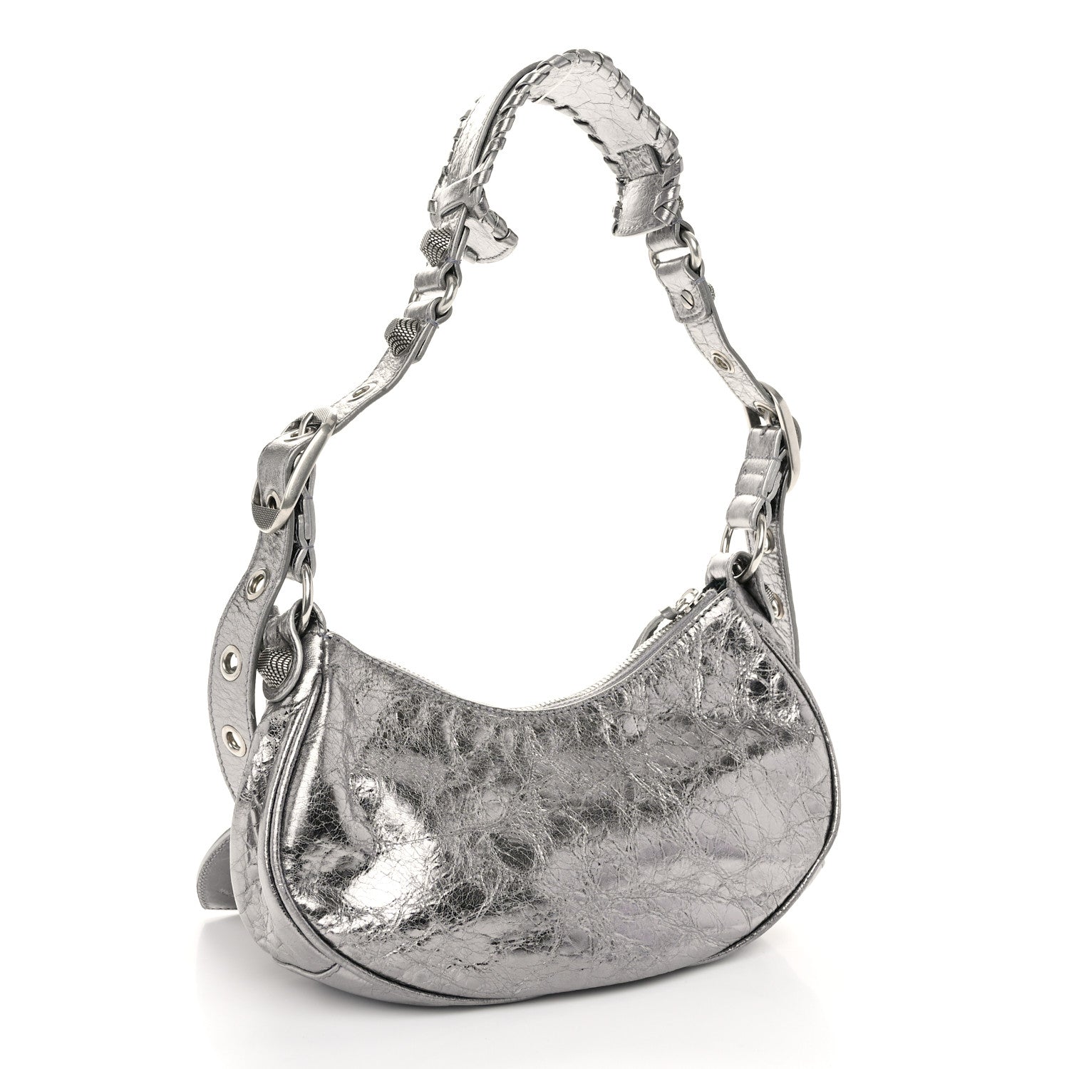 Balenciaga Metallic Agneau Arena Le Cagole Shoulder Bag XS Silver 4 of 11