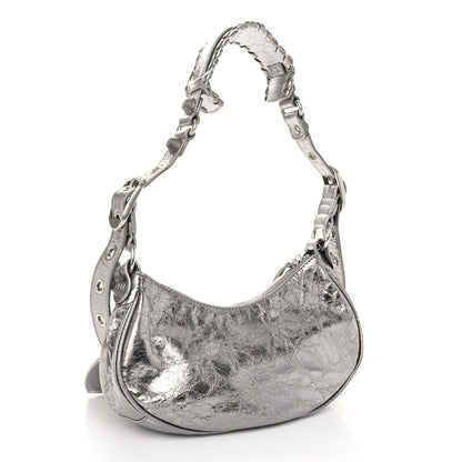 Balenciaga Metallic Agneau Arena Le Cagole Shoulder Bag XS Silver 4 of 11