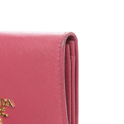 Prada Saffiano Metal Bi-Fold Card Holder Wallet Peonia 8 of 10